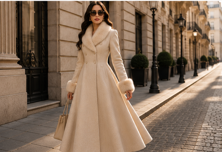 Manteau Cintré Élégance Royale FLOZELA - vue de dos